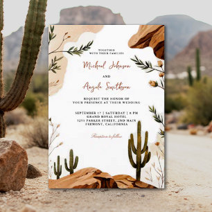 Terracotta Desert Floral Elegant Bohemian Wedding Invitation