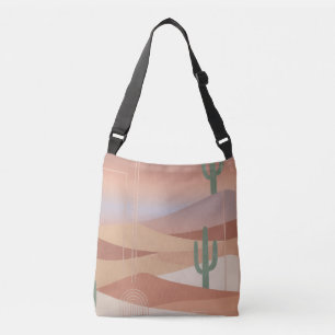 Terracotta Desert Sunset Boho Geometric Cacti Tote