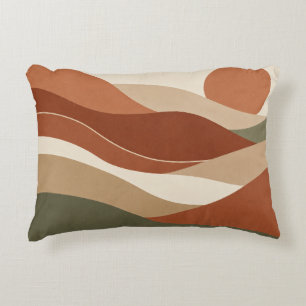Terracotta Desert Sunset Waves Decorative Cushion