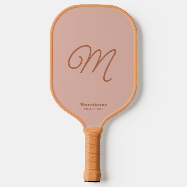 Terracotta Desert Vibes Simple Script Initial Pickleball Paddle (Back)
