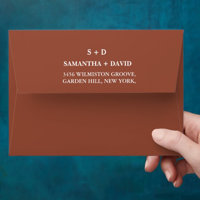 Terracotta Destination Airplaine World map Wedding Envelope (Hand)