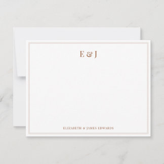 Terracotta Double Border Elegant Couple Monogram Card