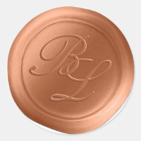 Terracotta Double Monogram Faux Wax Seal Stickers