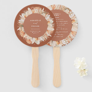 terracotta dried botanical script elegant wedding hand fan