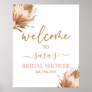 Terracotta Dried Palms Bridal Shower Welcome sign