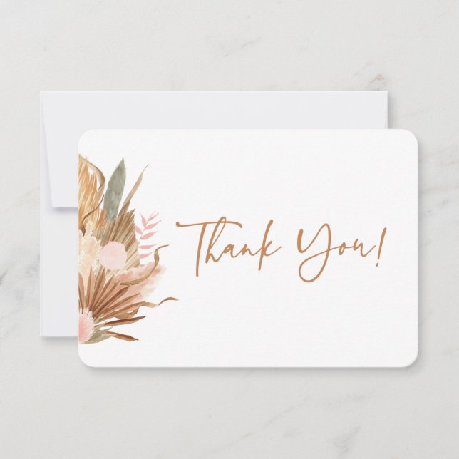Terracotta dried palms thank you card (Front)