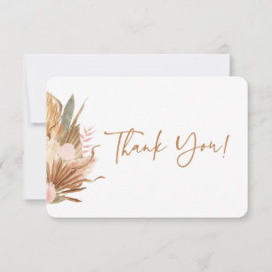 Terracotta dried palms thank you card