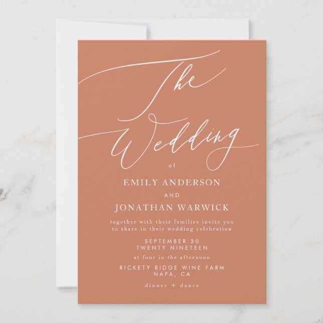 Terracotta Dusty Burnt Orange Elegant The Wedding Invitation (Front)