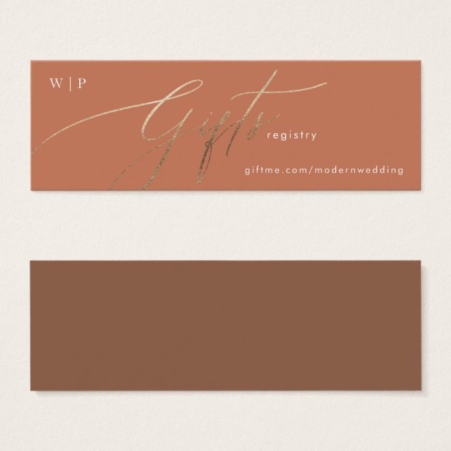 Terracotta Dusty Orange Elegant Boho Gold Gift Reg (Front & Back)