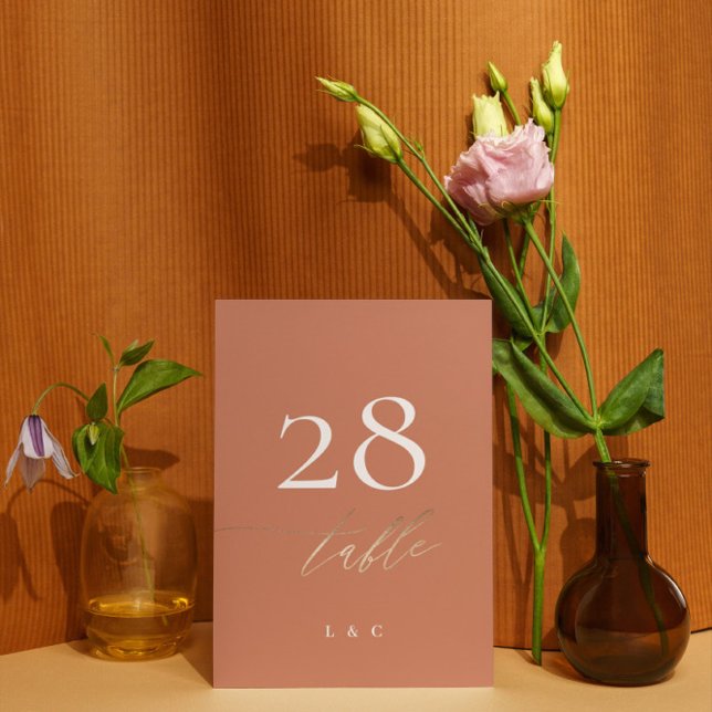Terracotta Dusty Orange Elegant Boho Gold Wedding Table Number (Creator Uploaded)
