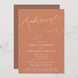 Terracotta Dusty Orange Elegant Wedding Rehearsal Invitation