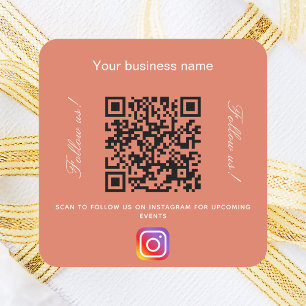 Terracotta earth business name qr code instagram square sticker
