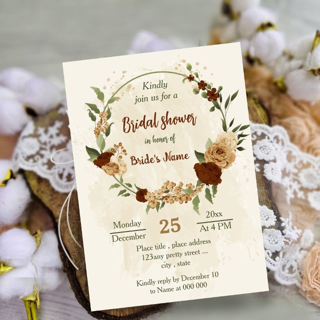 terracotta earth tone floral bridal shower invitation (Creator Uploaded)