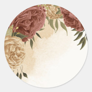 terracotta earth tone floral greenery classic round sticker