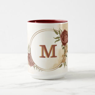 terracotta earth tone floral greenery coffee mug