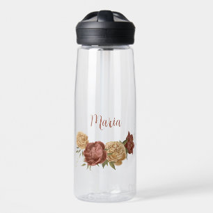 terracotta earth tone floral greenery name water bottle