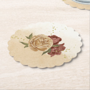 terracotta earth tone floral greenery paper coaster