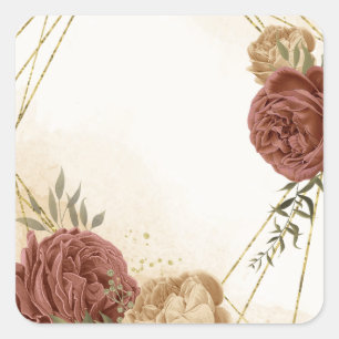 terracotta earth tone floral greenery square sticker
