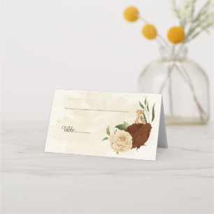 terracotta earth tone floral greenery wedding place card