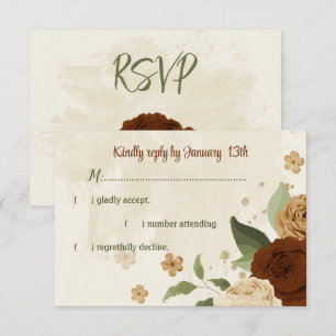 terracotta earth tone floral greenery wedding RSVP card