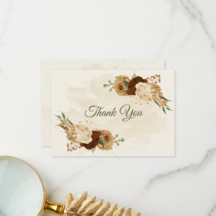 terracotta earth tone floral greenery wedding thank you card