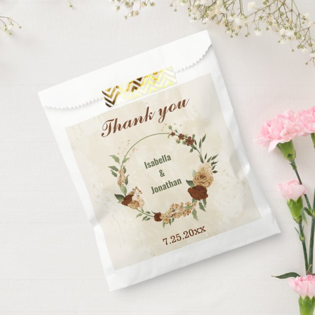 terracotta earth tone floral wedding favour bags (Sealed)
