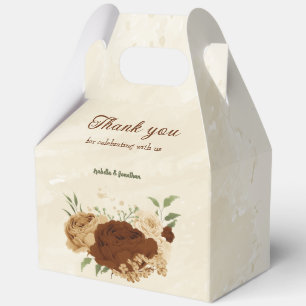 terracotta earth tone floral wedding favour box