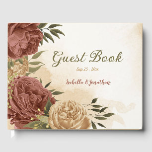 terracotta earth tone floral wedding guest book