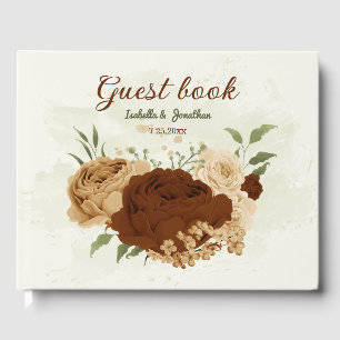 terracotta earth tone floral wedding guest book