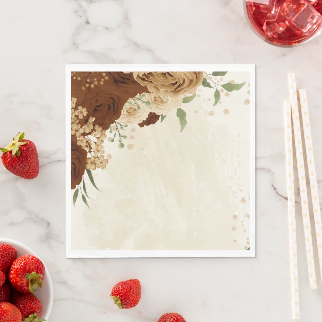 terracotta earth tone floral wedding napkin (Insitu)