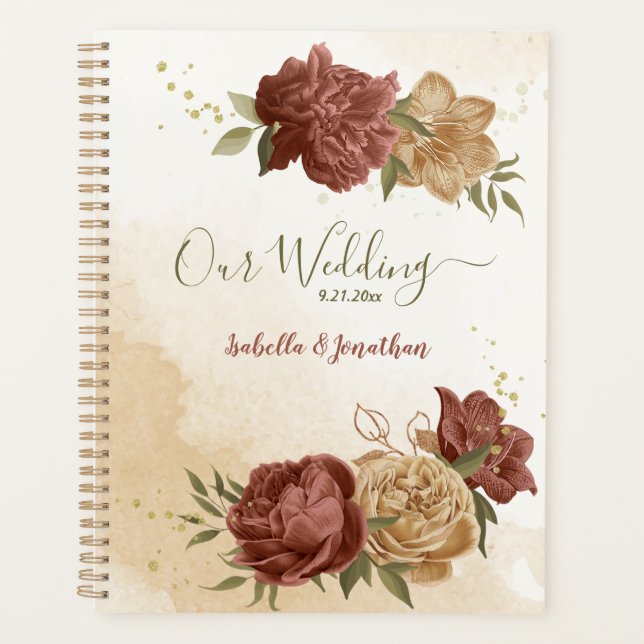 terracotta earth tone floral wedding  planner (Front)