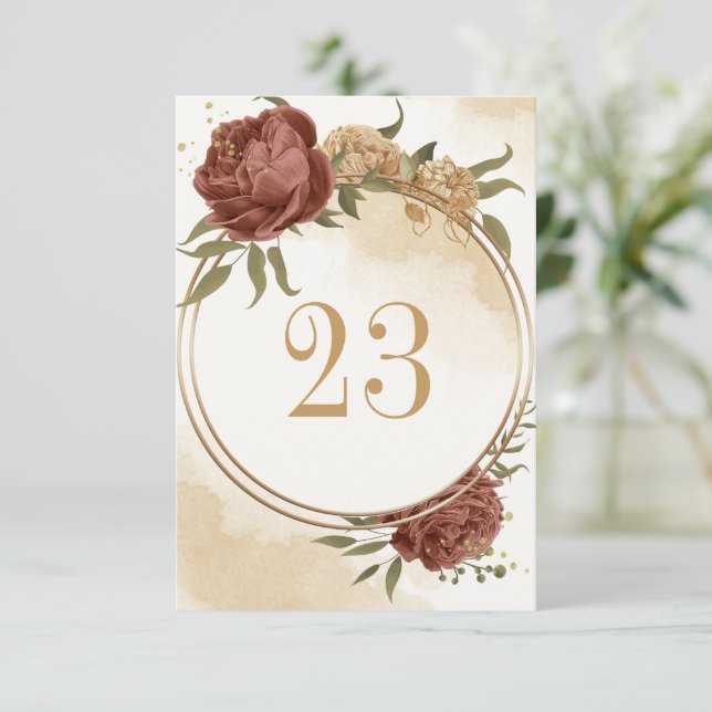 terracotta earth tone geometric table number (Standing Front)