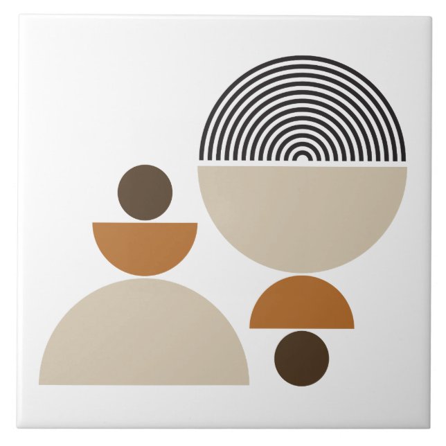 Terracotta Earth Tone Shapes Boho Tile (Front)