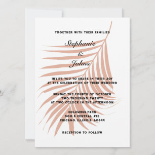 Terracotta Earth Tone Tropical Palm Leaf Wedding Invitation