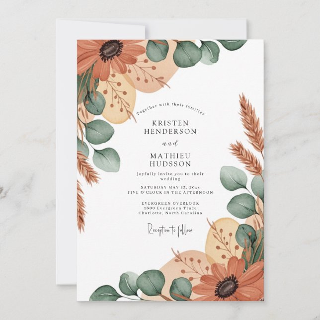 Terracotta Earthy Boho Wedding Invitation (Front)