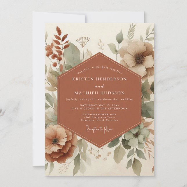Terracotta Earthy Boho Wedding Invitation (Front)