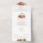 Terracotta Earthy Floral Pumpkins Fall Wedding All In One Invitation<br><div class="desc">These stylish earthy shade flowers and fall pumpkin all-in-one wedding invitations are so compact and make you wow when you unfold them. Elegant botanical design features a wedding invitation,  wedding website address,  and a self-addressed RSVP card that guests can mail back to you.</div>