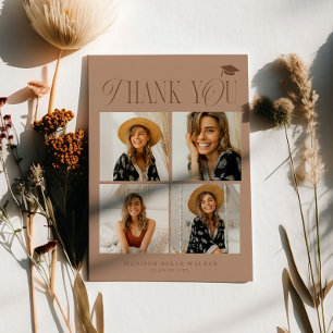 Terracotta Elegance Graduation Thank You Collage Card
