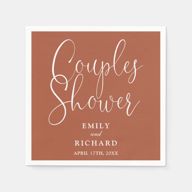 Terracotta Elegant Couples Bridal Wedding Shower Napkin (Front)