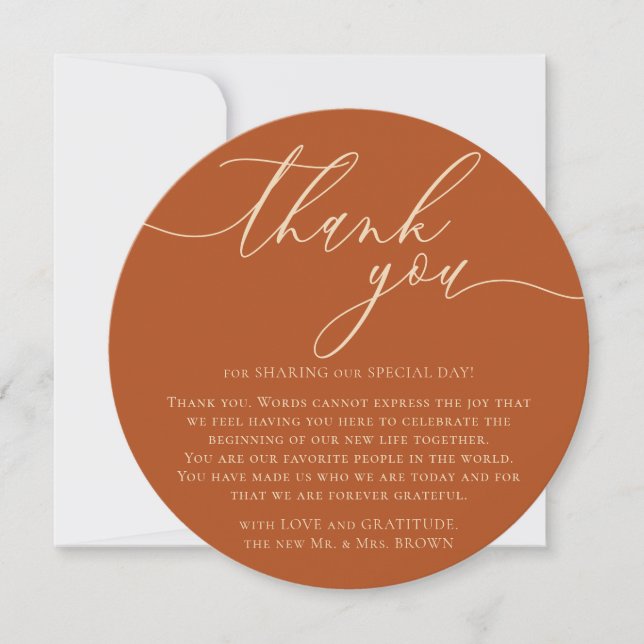 Terracotta Elegant Custom Photo Thank You Holiday Card (Front)
