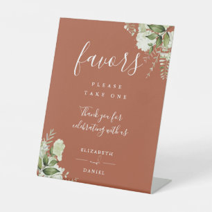 Terracotta Elegant Floral Greenery Favours  Pedestal Sign
