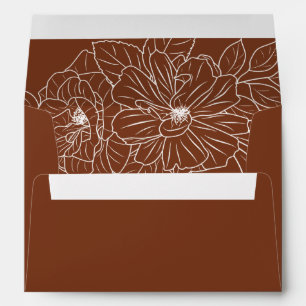 Terracotta Elegant Floral Sketch Wedding Envelope