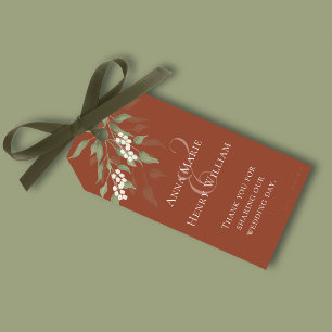 Terracotta Elegant Greenery Thank You Wedding Gift Tags