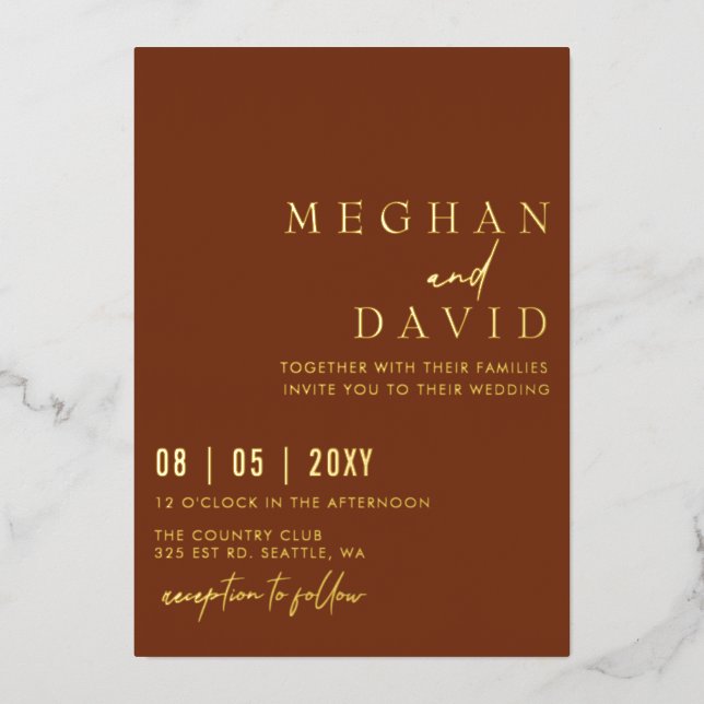 Terracotta Elegant Handwritten Simple Wedding  (Front)