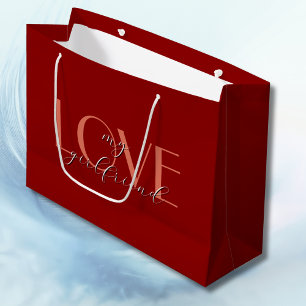 Terracotta Elegant LOVE Red Velvet Valentine Large Gift Bag