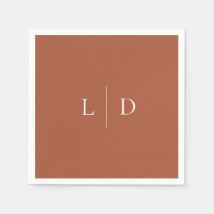 Terracotta Elegant Minimalist Monogram Wedding Napkin