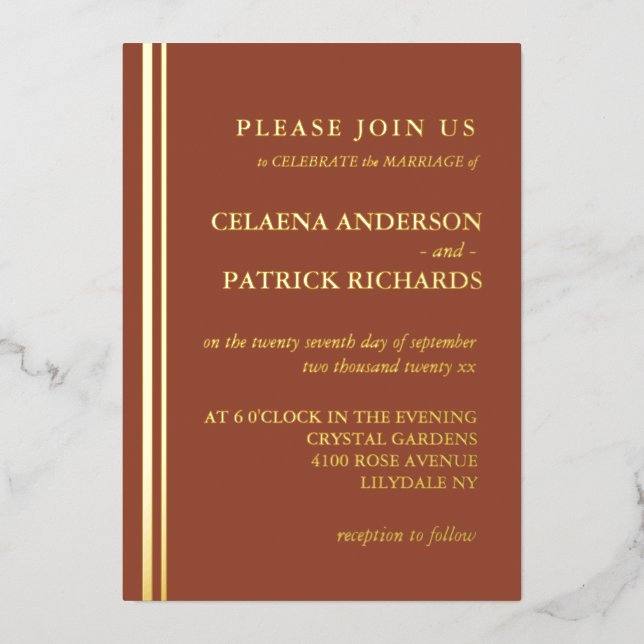 Terracotta Elegant Minimalist Wedding  (Front)