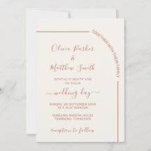 Terracotta Elegant Minimalist Wedding Invitation