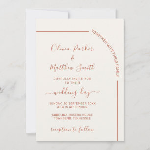 Terracotta Elegant Minimalist Wedding Invitation