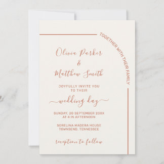 Terracotta Elegant Minimalist Wedding Invitation